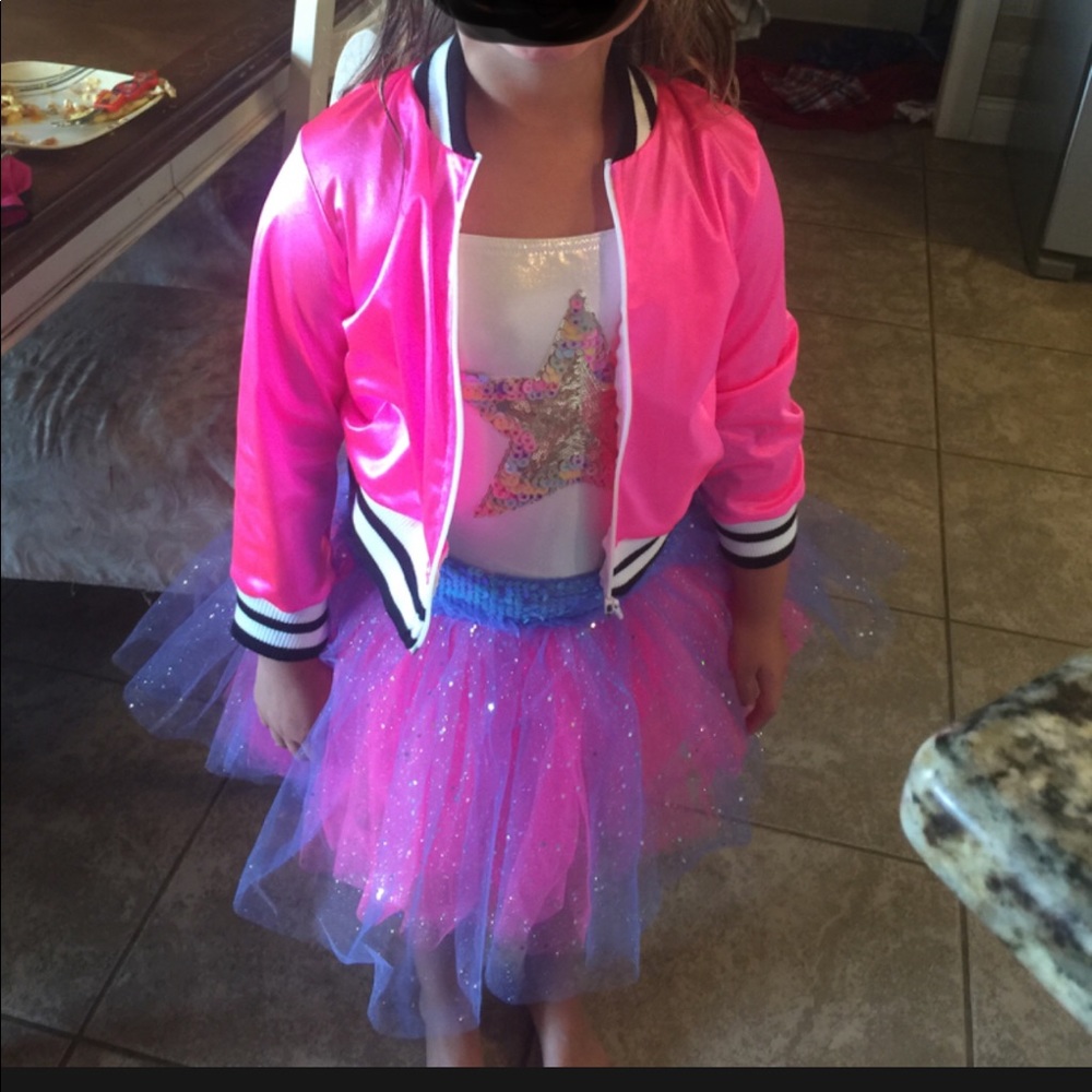 Dance costume tutu pink jacket size 7/8